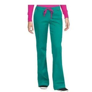 NEW MC2 MED COUTURE Real Teal Skyler Flared Leg Elastic Drawstring Scrub Pants